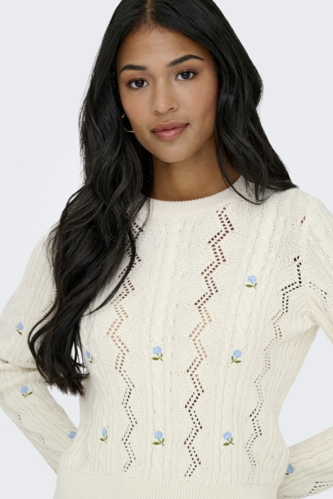 Only beige dames trui | Model vooraanzicht