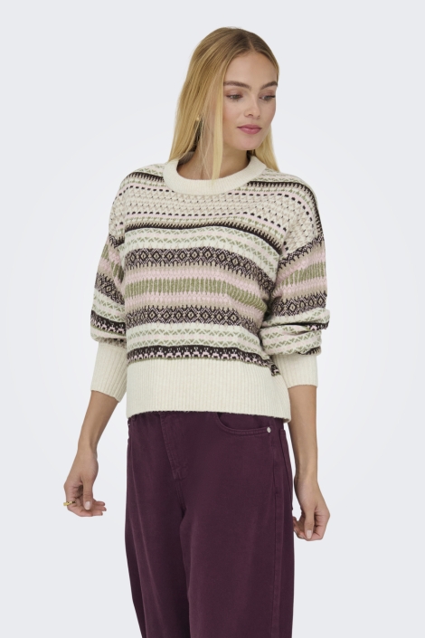 Only beige dames trui | Model vooraanzicht