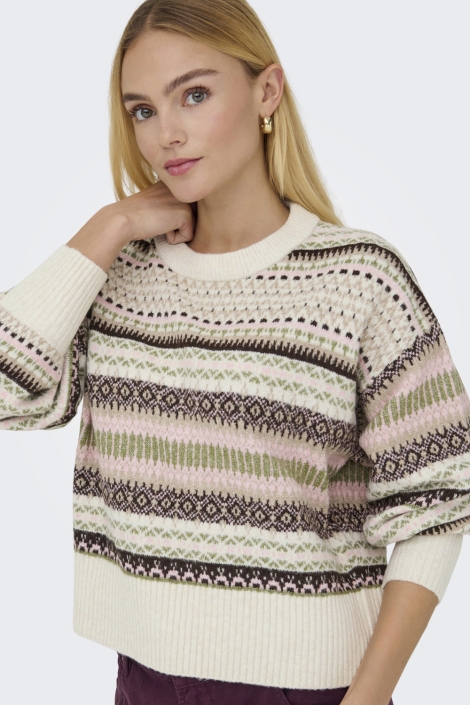 Only beige dames trui | Model zijaanzicht