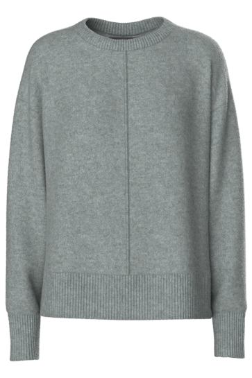 Pieces PCMALOU LS O-NECK CUTLINE KNIT NOOS 17156727 MEDIUM GREY MELANGE