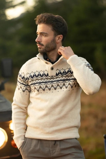 NZA Trui PULLOVER BUTTON COLLAR 25KN487 1165 SEA FOAM MELANGE