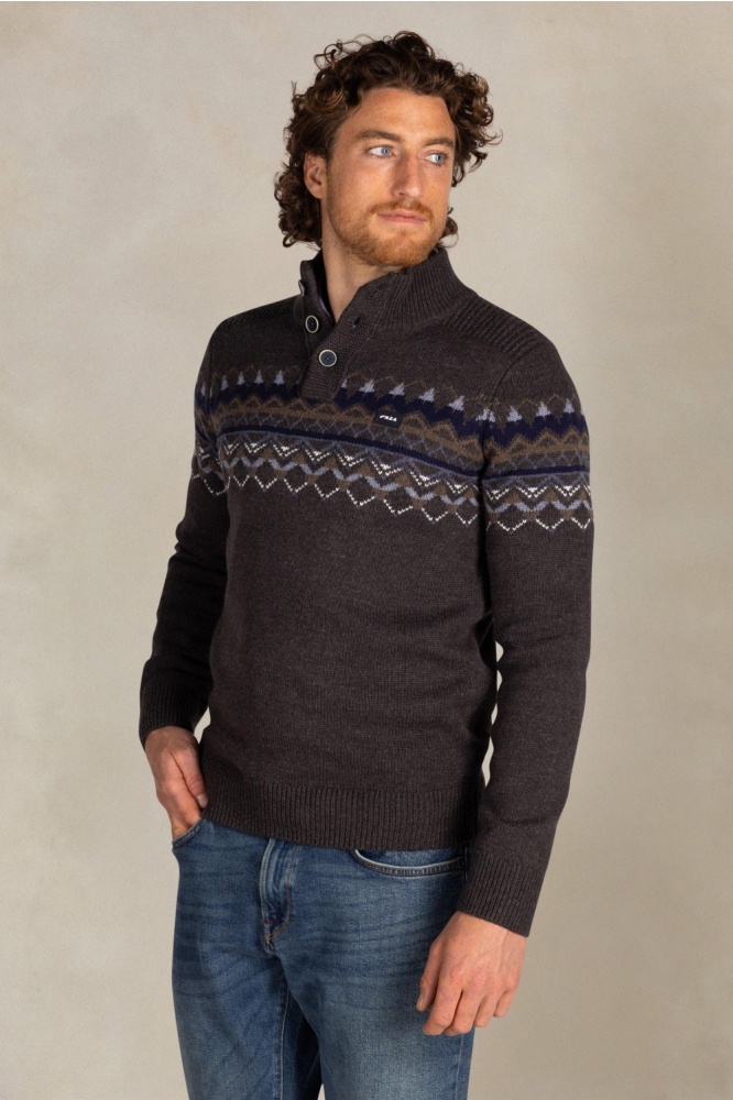 NZA grijze heren trui | Model vooraanzicht