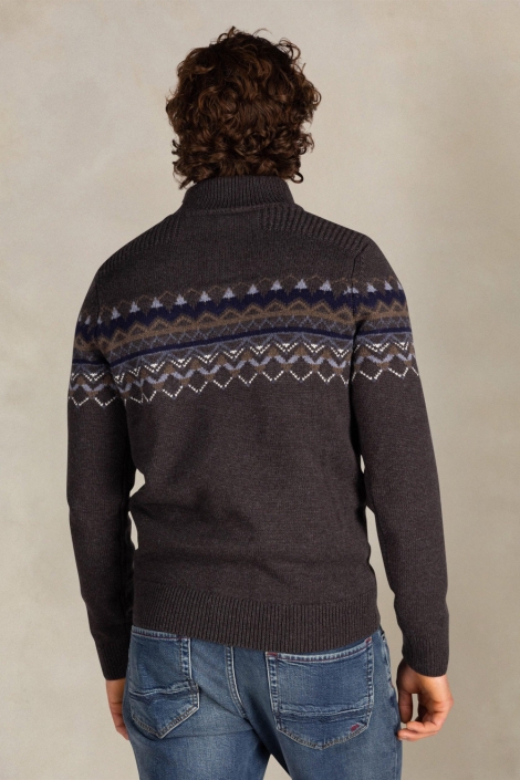 NZA grijze heren trui | Model achteraanzicht