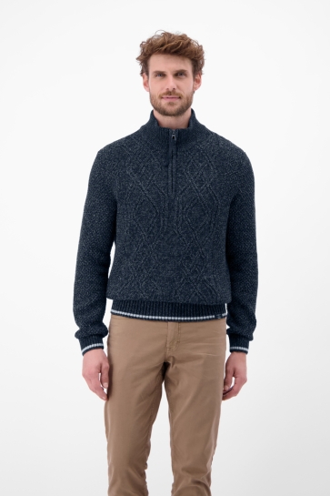 Lerros Trui GEBREIDE TRUI MET KABELPATROON EN COLKRAAG 2595427 485 CLASSIC NAVY