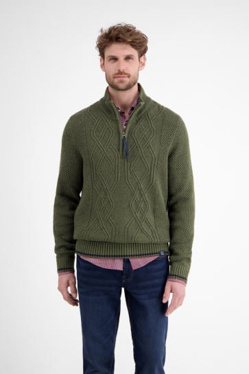 Lerros Trui GEBREIDE TRUI MET KABELPATROON EN COLKRAAG 2595427 661 NORDIC OLIVE