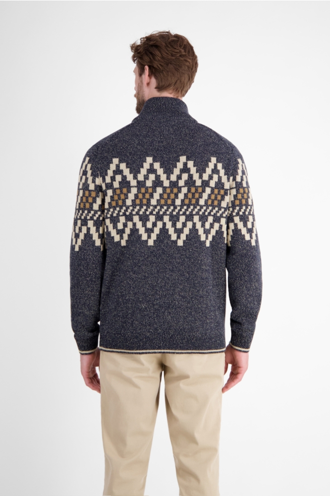 Lerros blauwe heren trui | Model achteraanzicht