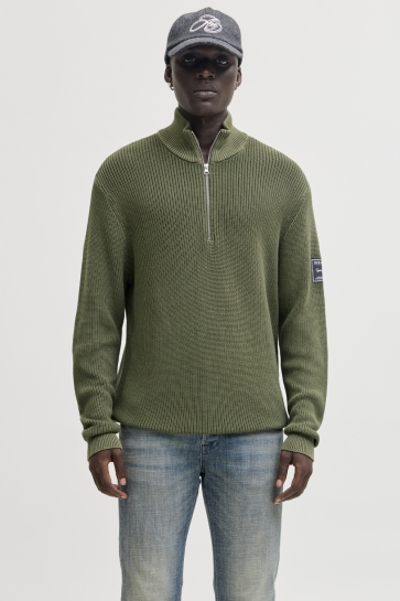 Jack & Jones Trui JJEDETROIT KNIT HALF ZIP STYD AW25 12294994 OLIVE NIGHT