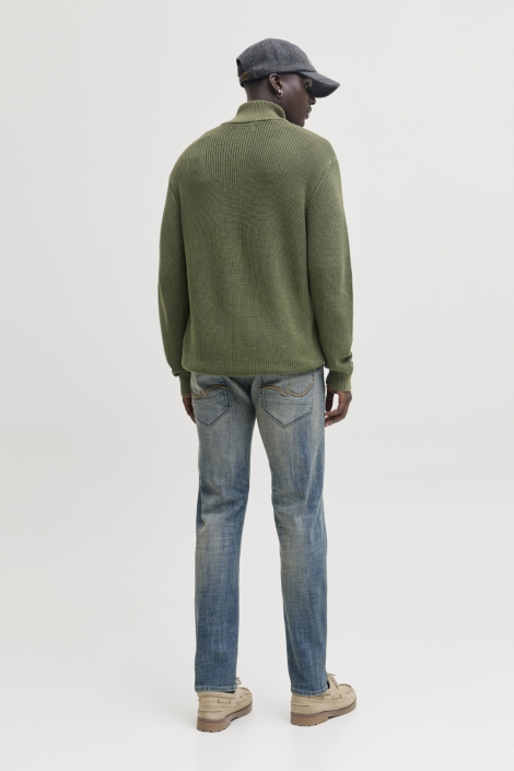 Jack & Jones groene heren trui | Model achteraanzicht