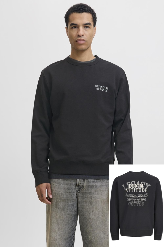 Jack & Jones zwarte heren trui | Model vooraanzicht