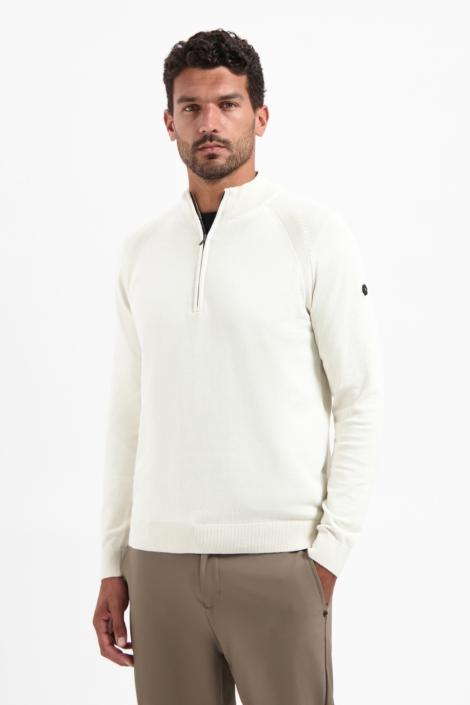 NO-EXCESS ecru heren trui | Model vooraanzicht