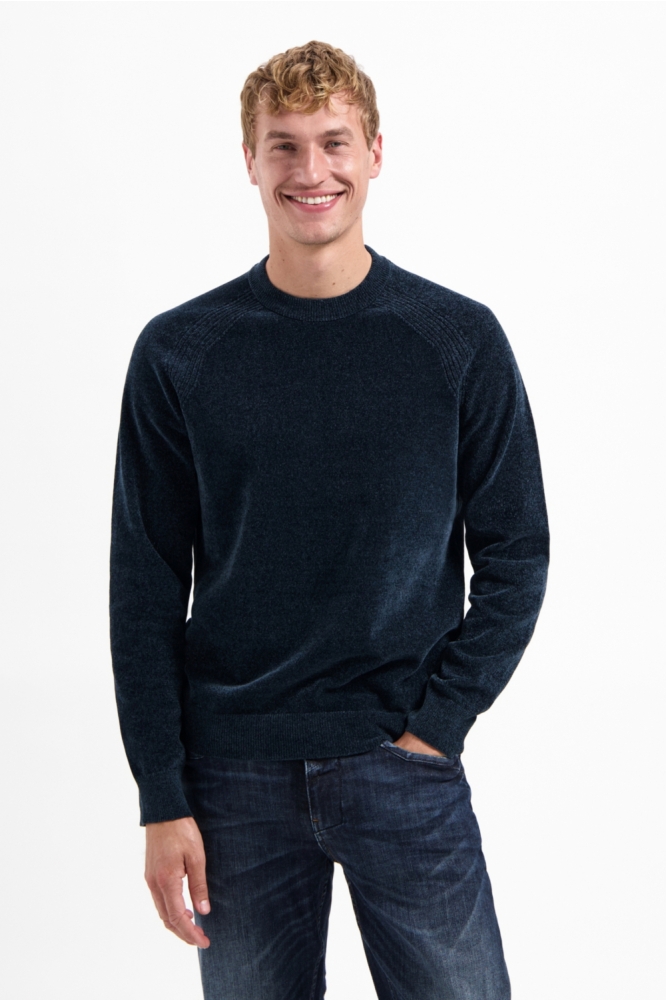 NO-EXCESS blauwe heren trui | Model vooraanzicht