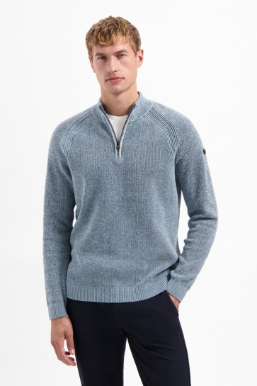 NO-EXCESS Trui CHENILLE MELANGE TRUI MET HALVE RITS EN RAGLANMOUWEN 29210967SN Dusty Blue