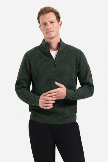 NO-EXCESS Trui TRUI MET HALVE RITS 29230904SN 052 DARK GREEN