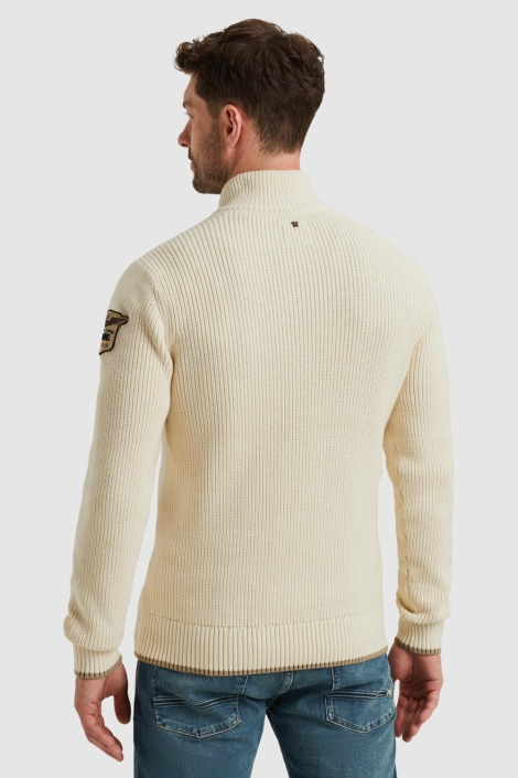 PME legend ecru heren trui | Model achteraanzicht