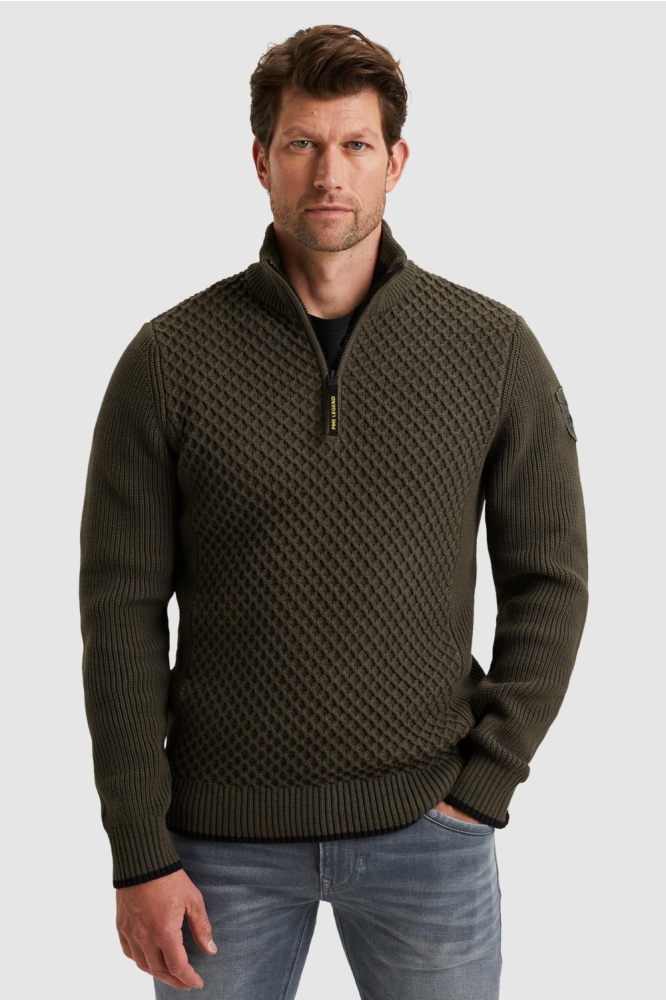 PME legend groene heren trui | Model vooraanzicht