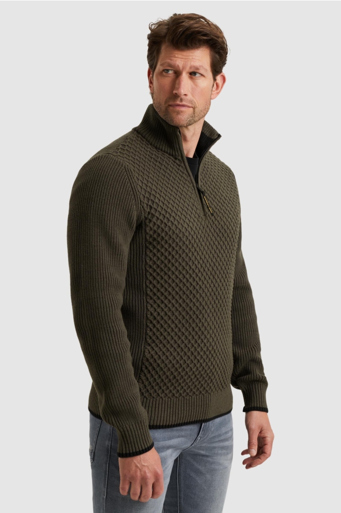 PME legend groene heren trui | Model zijaanzicht