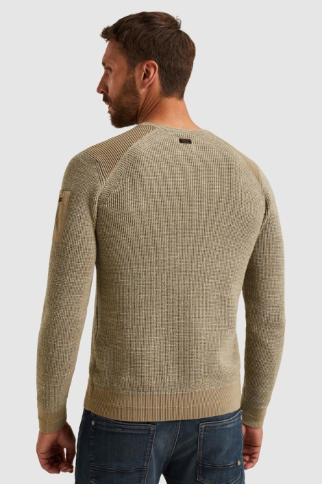 PME legend beige heren trui | Model achteraanzicht