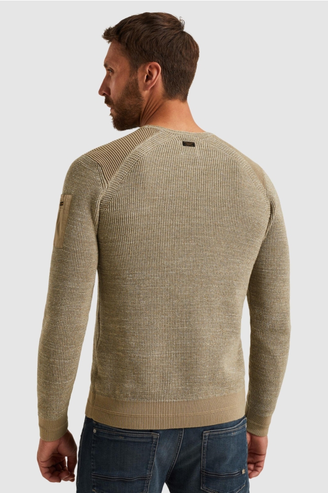 PME legend beige heren trui | Model achteraanzicht