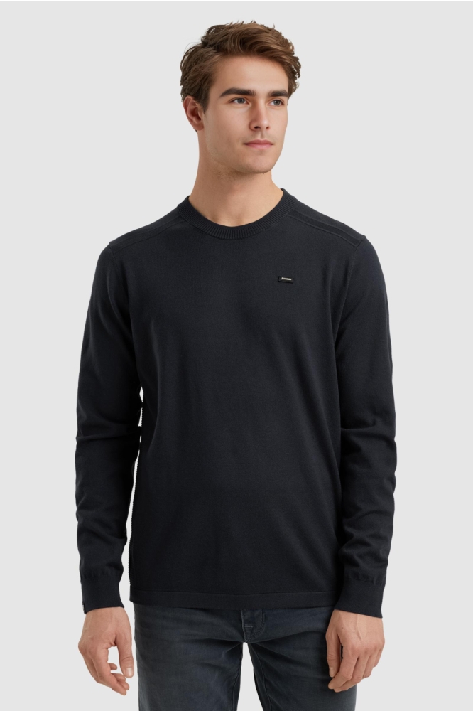 Vanguard blauwe heren trui | Model vooraanzicht