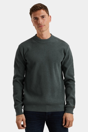Cast Iron mock neck soft blend Blauw