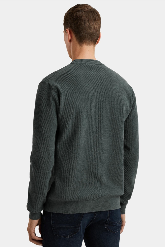 Cast Iron blauwe heren trui | Model achteraanzicht