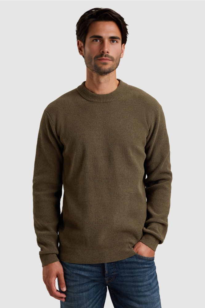 Cast Iron bruine heren trui | Model vooraanzicht
