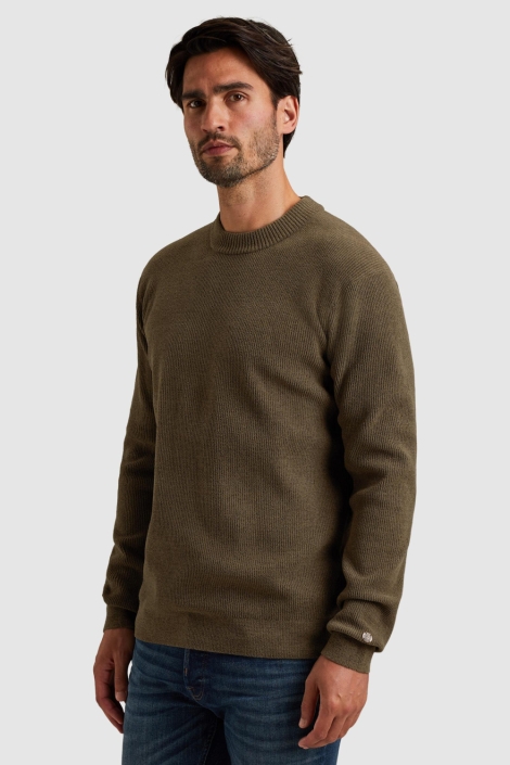 Cast Iron bruine heren trui | Model zijaanzicht