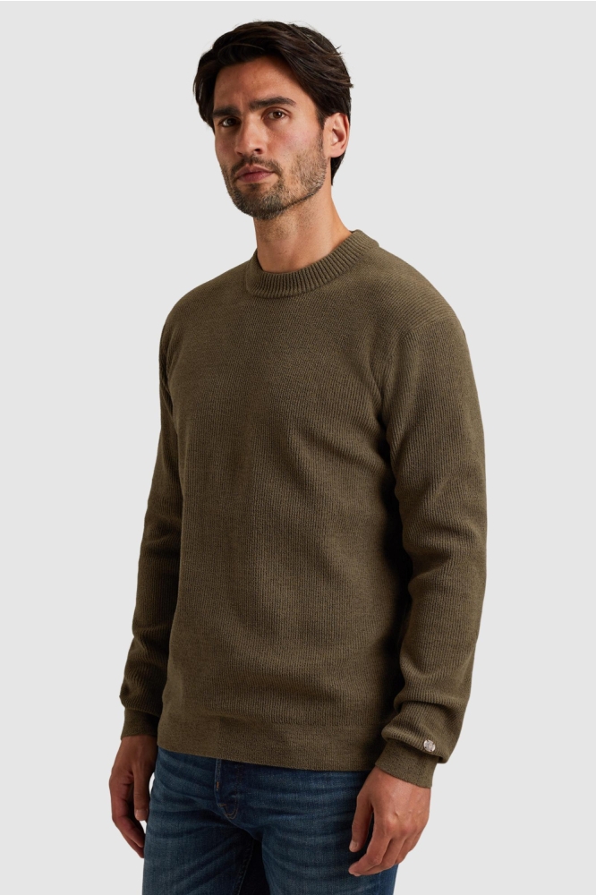 Cast Iron bruine heren trui | Model zijaanzicht