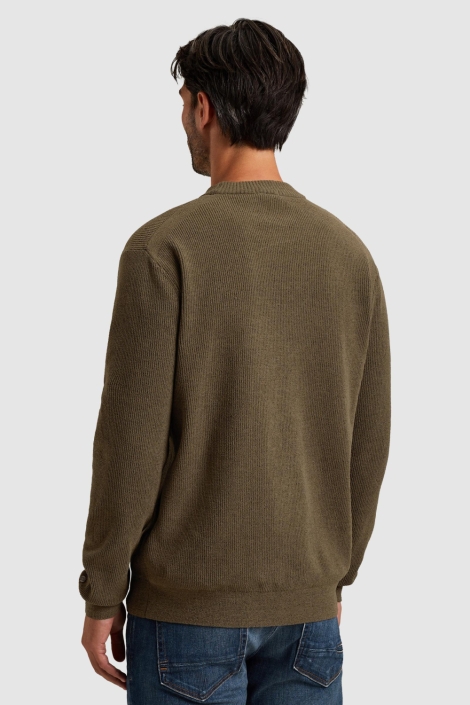 Cast Iron bruine heren trui | Model achteraanzicht