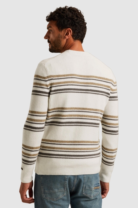 Cast Iron ecru heren trui | Model achteraanzicht