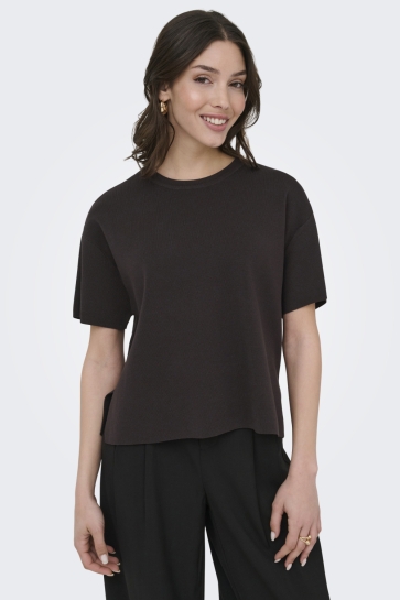 Jacqueline de Yong Trui JDYASTRA S/S O-NECK SLIT PULLOVER K 15372716 Chocolate Torte