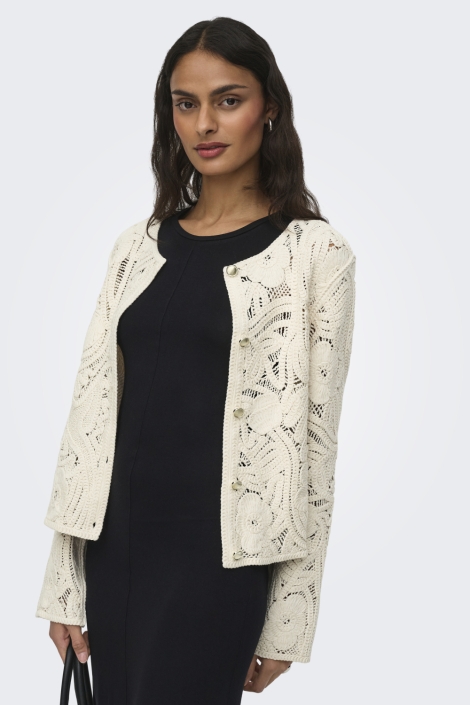 Jacqueline de Yong beige dames vest | Model vooraanzicht