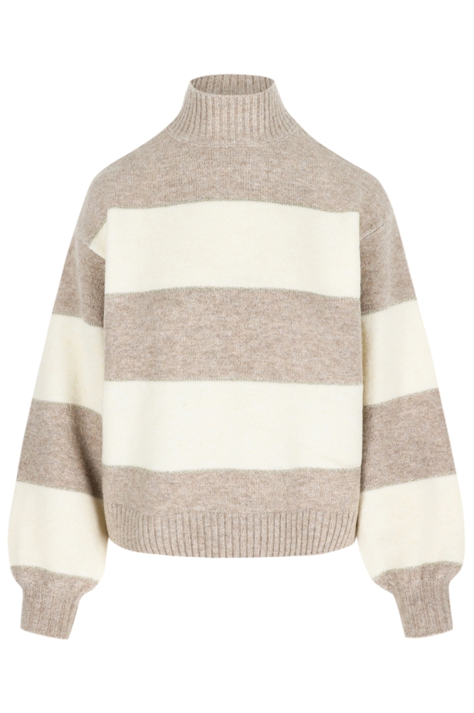 LolaLiza taupe dames trui | Vooraanzicht