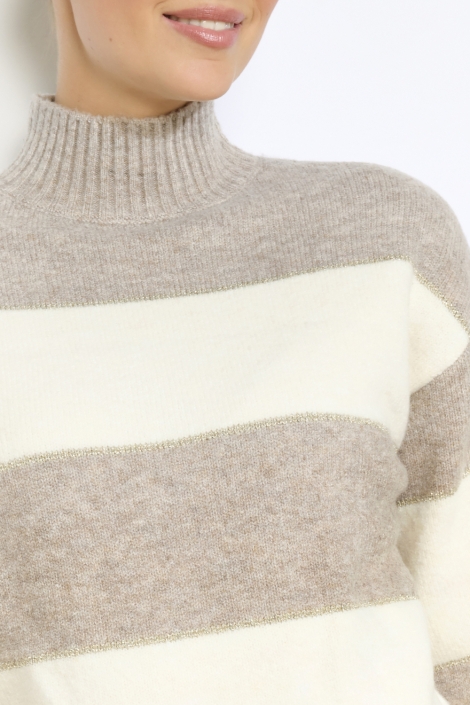 LolaLiza taupe dames trui | Close up