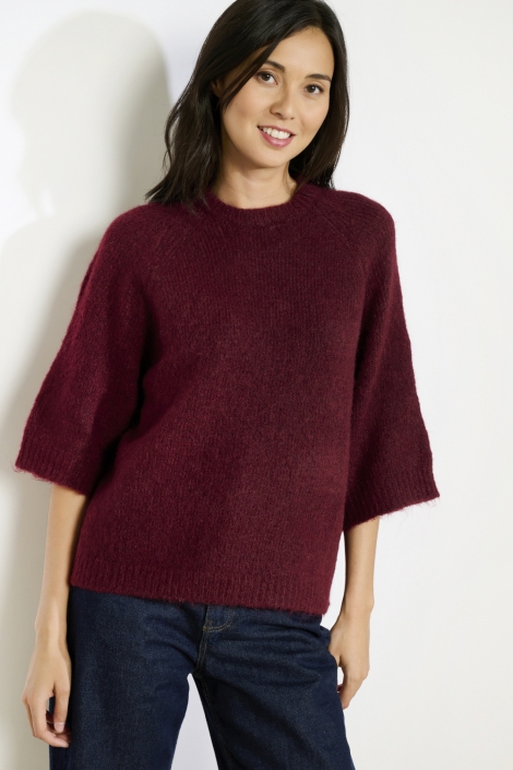 LolaLiza bordeaux dames trui | Model vooraanzicht