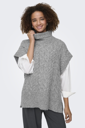 Only ONLIDA LIFE SL ROLLNECK VEST CC KNT 15351102 Light Grey Melange