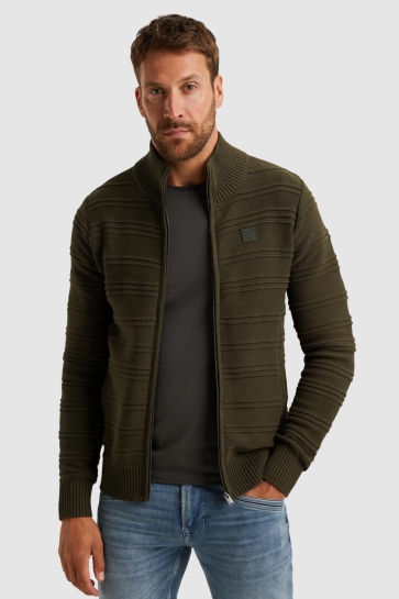 PME legend zip jacket cotton structure knit Groen