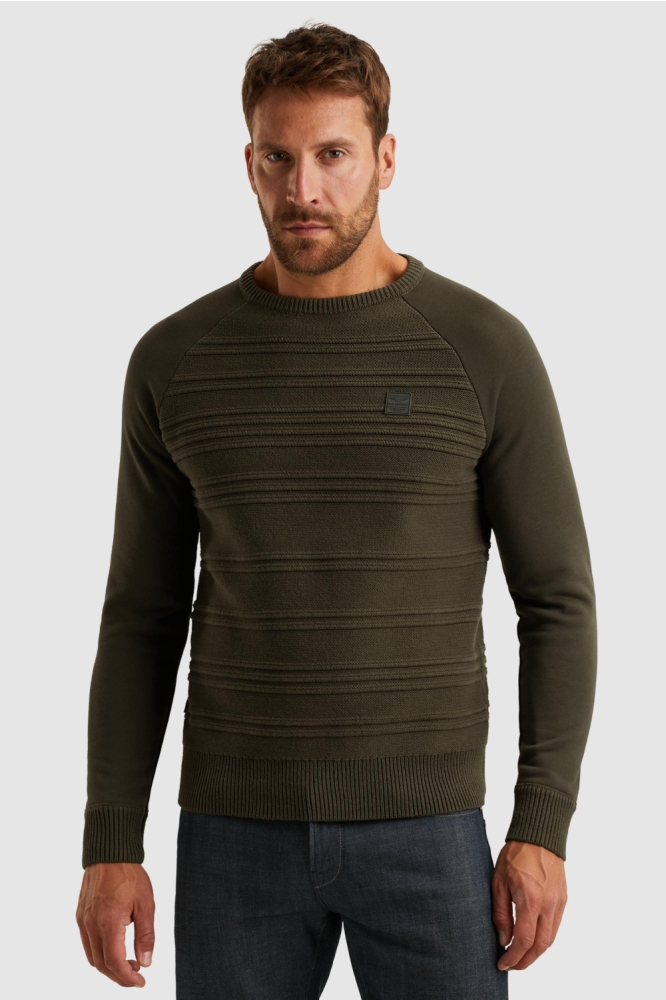 PME legend groene heren trui | Model vooraanzicht