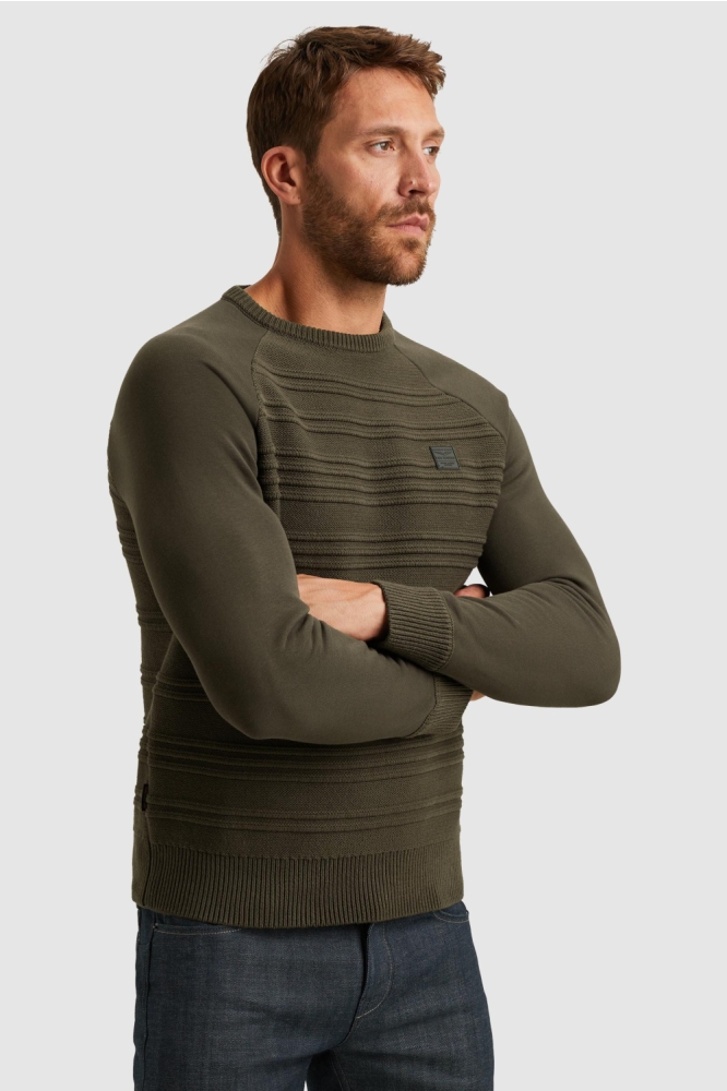 PME legend groene heren trui | Model zijaanzicht