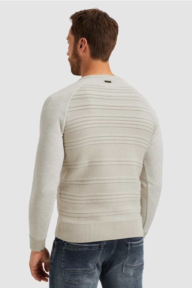 PME legend beige heren trui | Model achteraanzicht