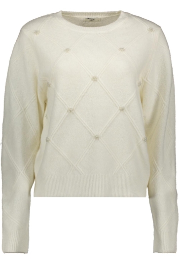 Jacqueline de Yong JDYBELLA LIFE L/S STRUCT PEARL PUL 15362398 CLOUD DANCER/W. WHITE PEARLS