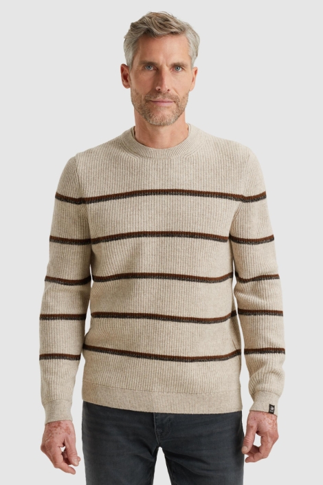 Vanguard beige heren trui | Model vooraanzicht