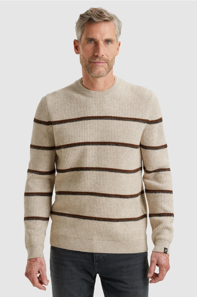 Vanguard beige heren trui | Model vooraanzicht