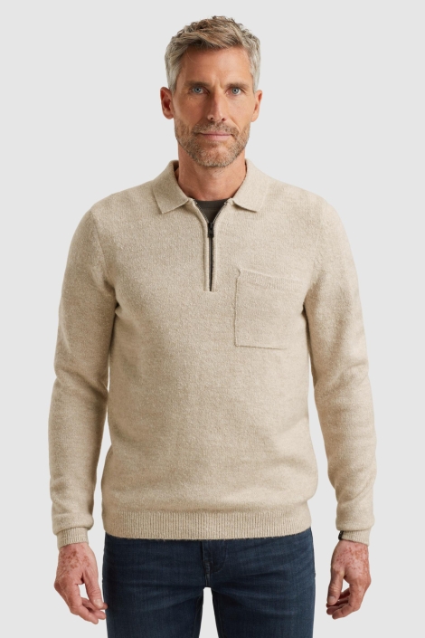 Vanguard beige heren trui | Model vooraanzicht