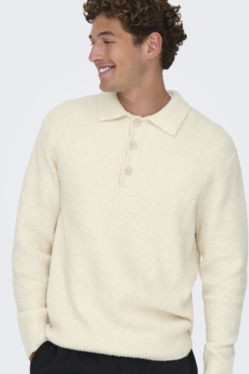 Only & Sons onsdale rlx ls polo knit noos Beige
