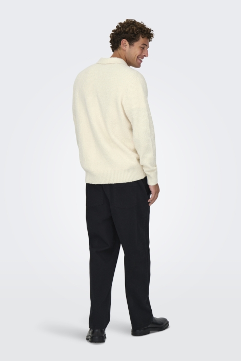 Only & Sons beige heren polo | Model achteraanzicht