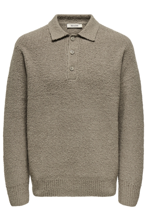 Only & Sons taupe heren polo | Vooraanzicht