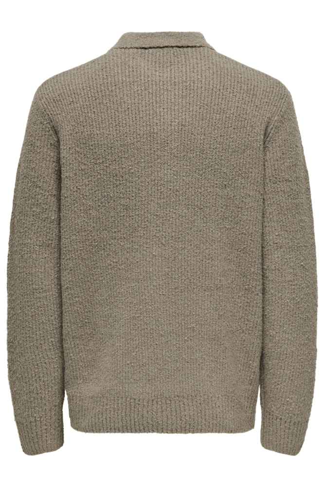 Only & Sons taupe heren polo | Achteraanzicht