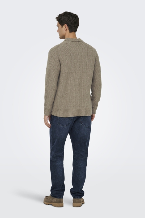 Only & Sons taupe heren polo | Model