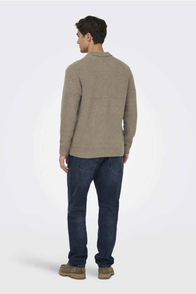 Only & Sons taupe heren polo | Model